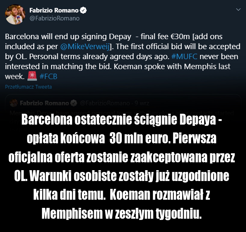 NOWE WIEŚCI W SPRAWIE TRANSFERU DEPAYA!